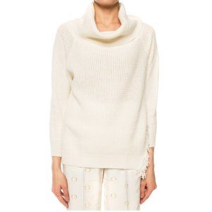 STELLA MCCARTNEY Cream Woolen Turtleneck with Fringe